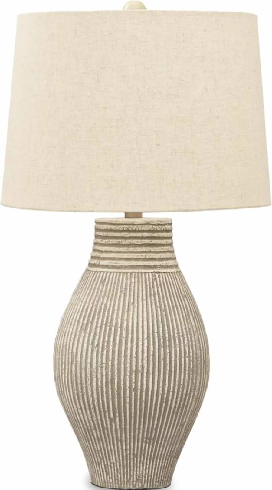 Signature Design by Ashley Layal 29" Beige Textured Paper Composite Table Lamp with Carved Base