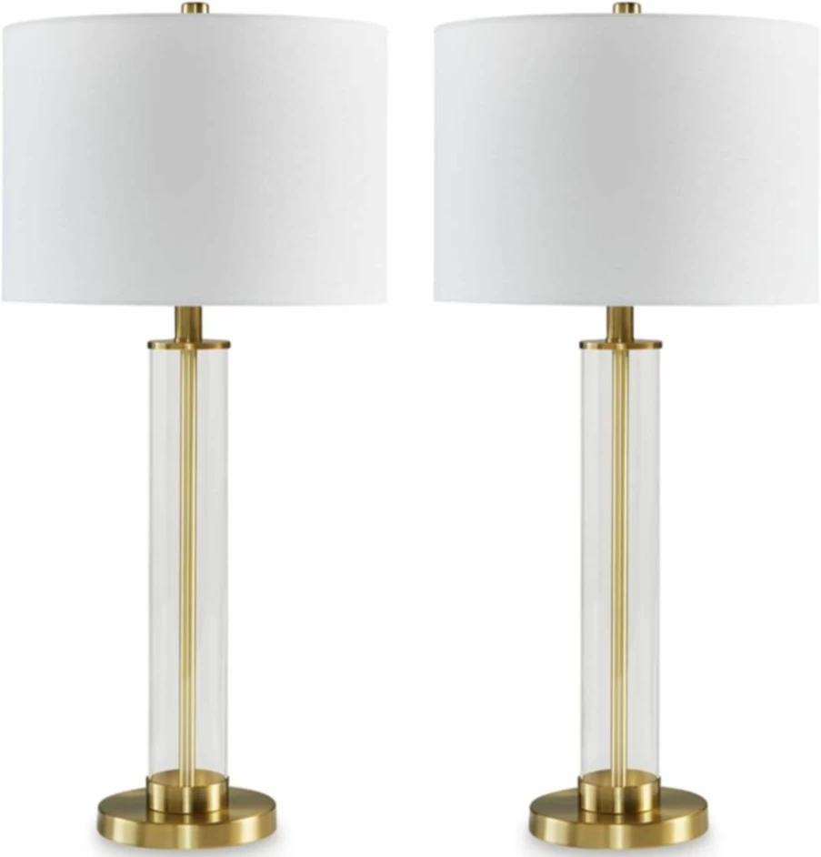 Signature Design by Ashley Orenman 29.25" Modern Glass Table Lamp - Set of 2, White Contemporary Lighting