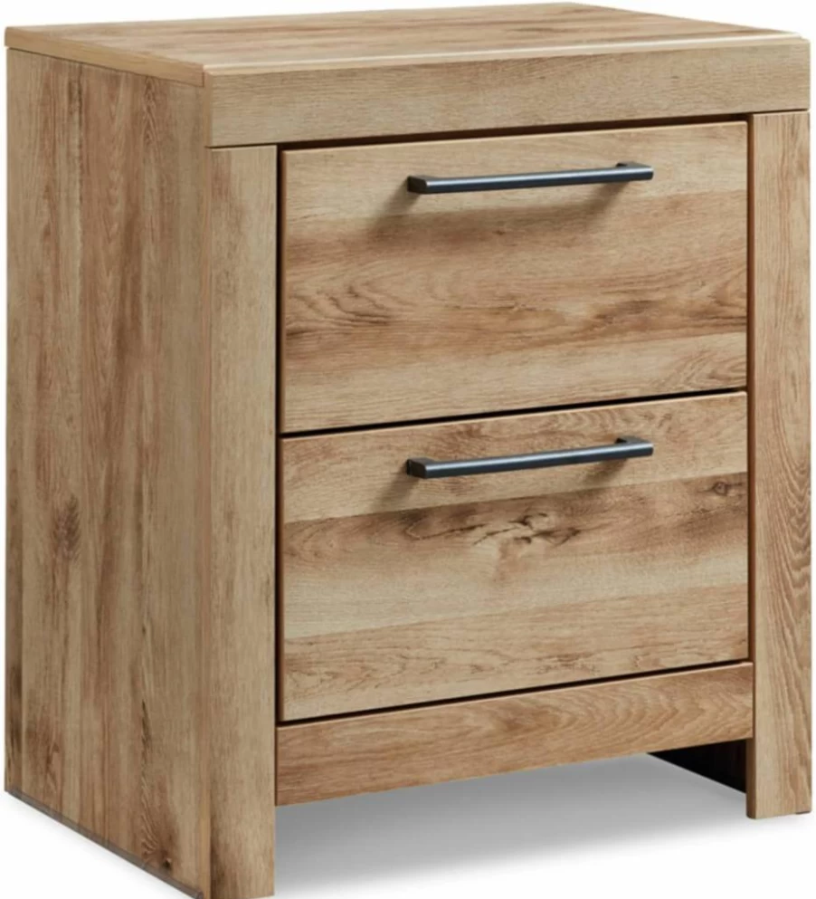 Signature Design by Ashley Culverbach Modern Nightstand - Weathered Gray Finish, 2 Drawers, Built-in USB Charging Stations, 24.37" Height