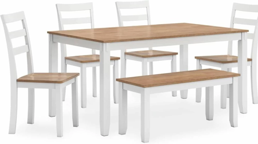 Signature Design by Ashley Gesthaven 6-Piece Dining Set with Table, 4 Chairs & Bench in Light/Dark Brown