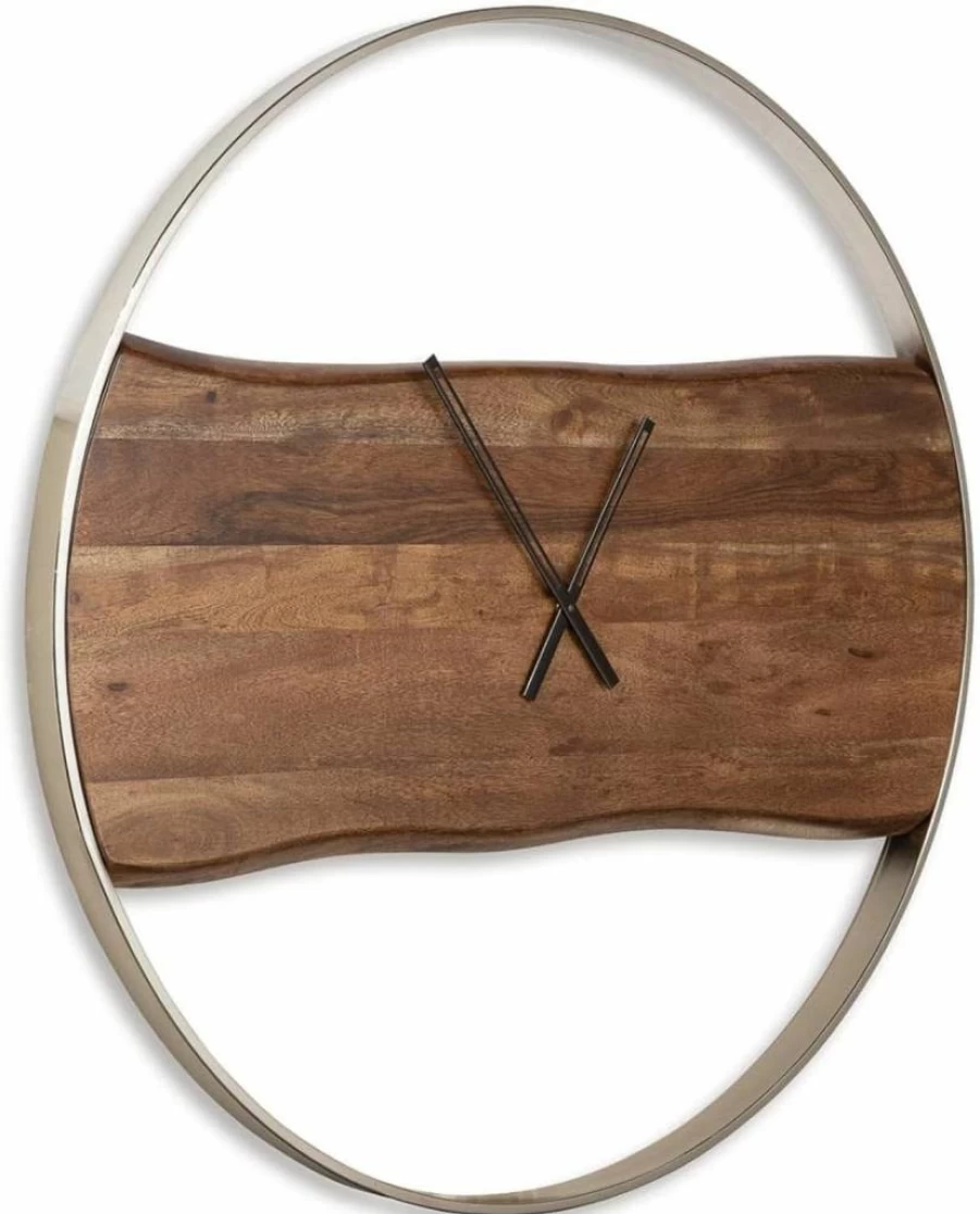 Signature Design by Ashley Panchali Brown and Silver Wall Clock – Modern Home Decor