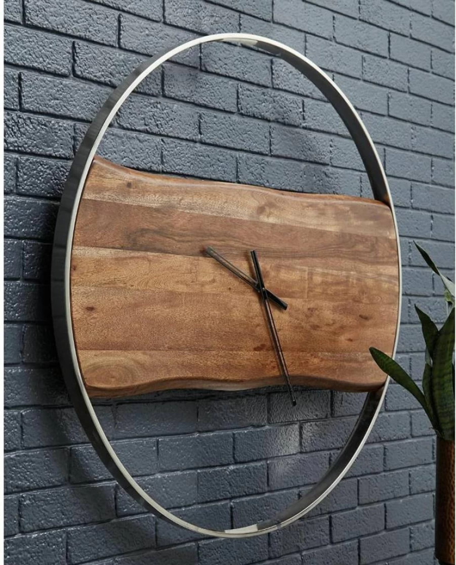 Signature Design by Ashley Panchali Brown and Silver Wall Clock – Modern Home Decor