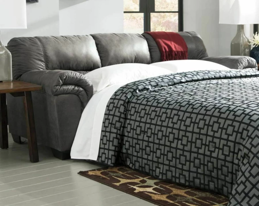 Signature Design by Ashley Bladen Gray Faux Leather Sofa - Modern Leather-Like Living Room Couch