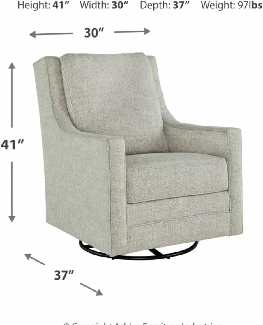 Signature Design by Ashley Kambria Gray Upholstered Swivel Glider Accent Chair for Living Room