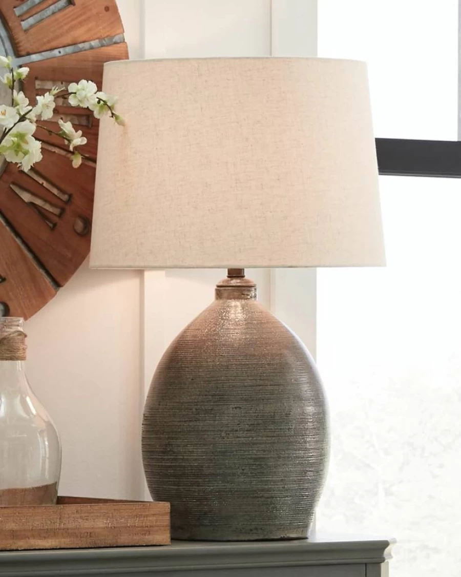 Signature Design by Ashley Joyelle Modern 27.5" Terracotta Table Lamp in Gray - Stylish Home Decor Lighting