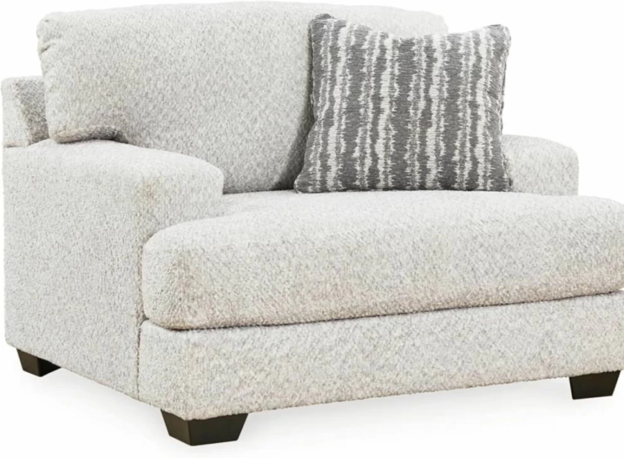 Signature Design by Ashley Deakin Oversized Casual Chair with Accent Pillow - Gray Upholstered Living Room Furniture