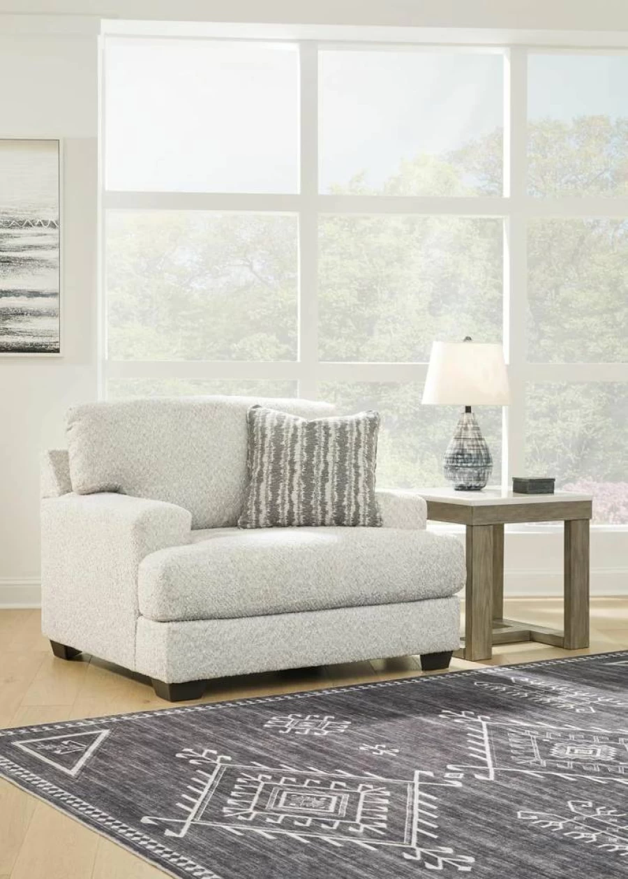 Signature Design by Ashley Deakin Oversized Casual Chair with Accent Pillow - Gray Upholstered Living Room Furniture