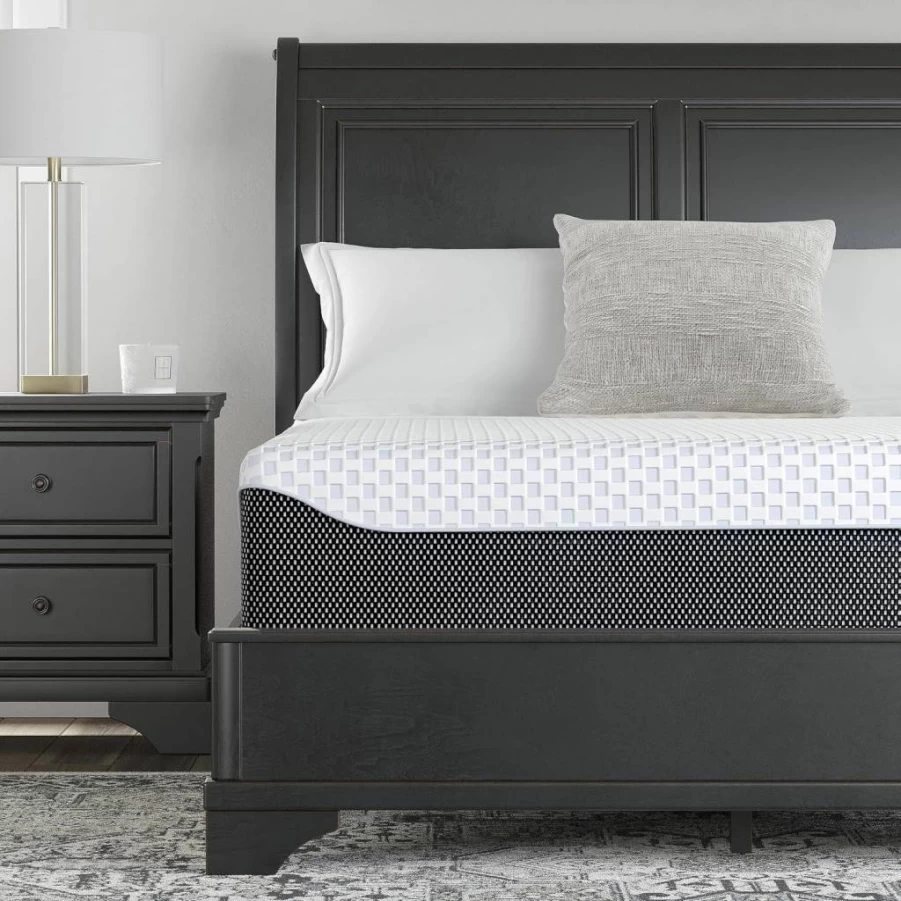 Signature Design by Ashley Chime Elite 10" Plush Green Tea & Charcoal Gel Memory Foam Mattress - Twin Size, Micro Cool Cover