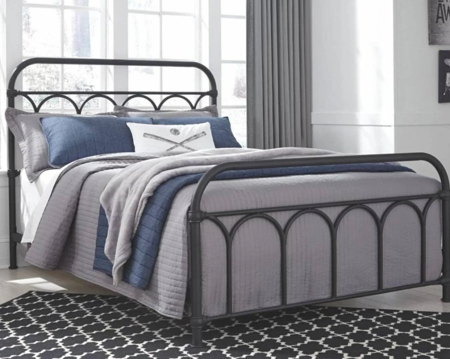 Signature Design by Ashley Nashburg Industrial Farmhouse Full Metal Bed Frame in Matte Black