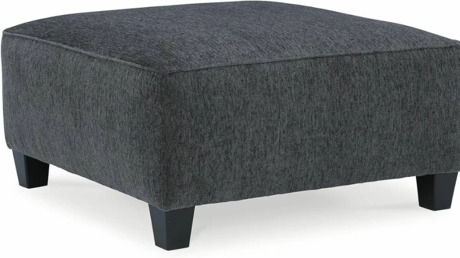 Signature Design by Ashley Abinger Modern Square Storage Ottoman in Dark Gray - Contemporary Footrest Bench