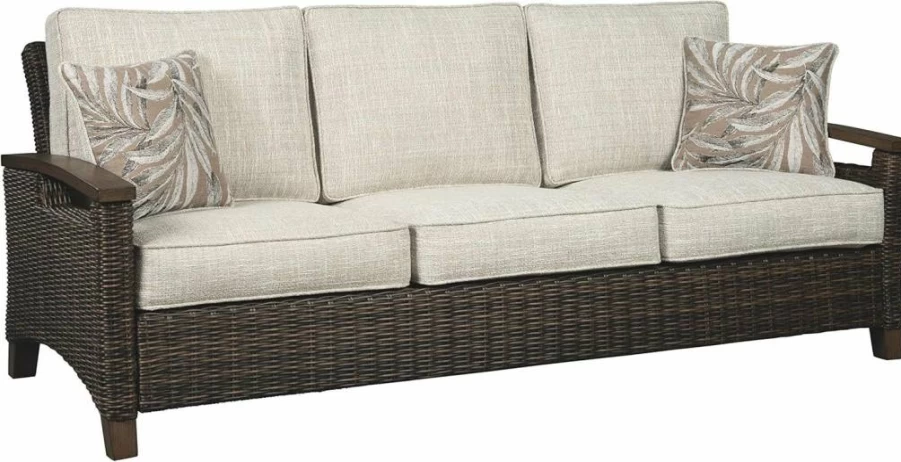 Signature Design by Ashley Paradise Trail 2-Piece Outdoor Swivel Lounge Chair Set in Beige Upholstery