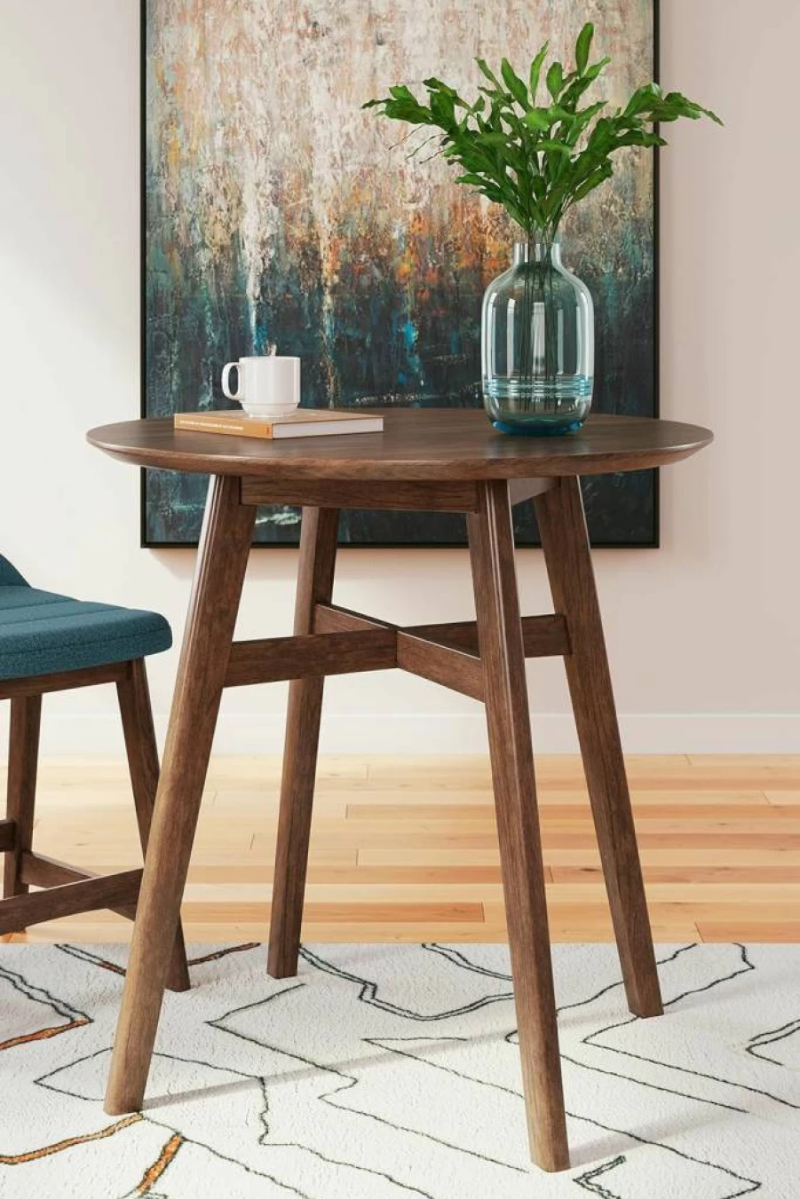 Signature Design by Ashley Lyncott Traditional Brown Counter-Height Dining Table - 4-Seat Kitchen or Breakfast Room Furniture
