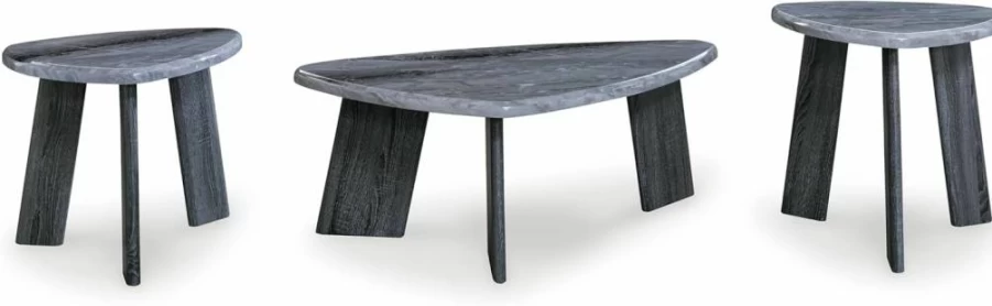 Signature Design by Ashley Bluebond Modern 3-Piece Living Room Table Set in Gray - Contemporary Side Tables