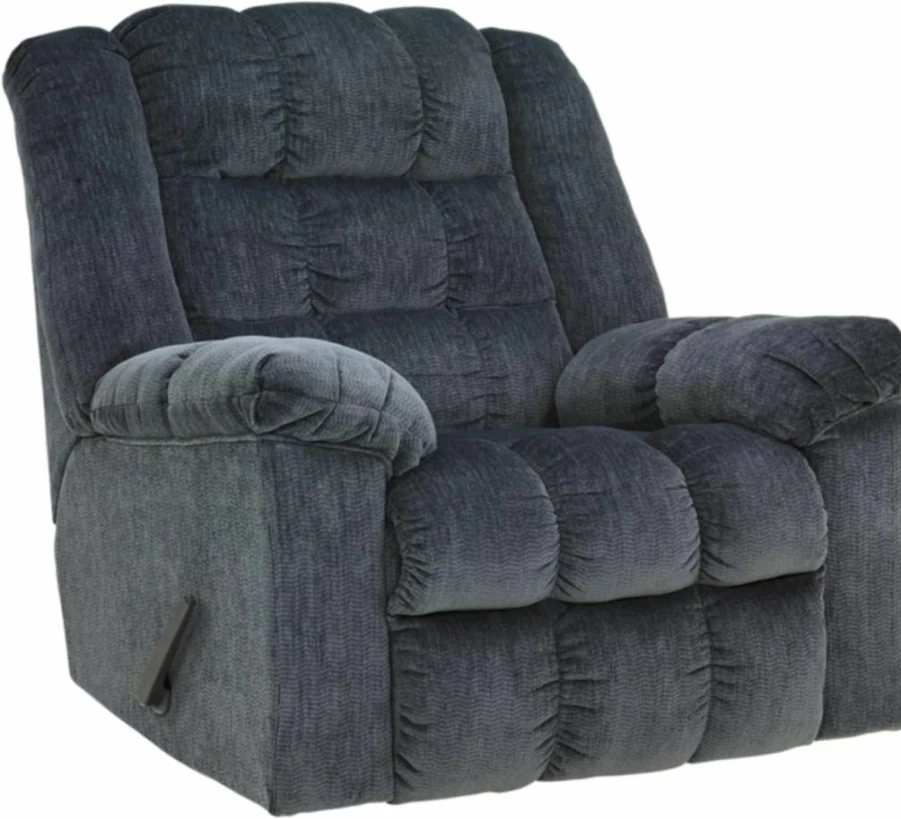 Signature Design by Ashley Ludden Ultra Plush Manual Rocker Recliner - Dark Brown Tufted Back Leather Reclining Chair