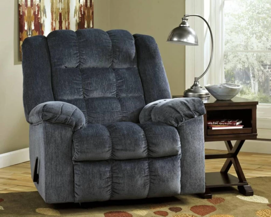 Signature Design by Ashley Ludden Ultra Plush Manual Rocker Recliner - Dark Brown Tufted Back Leather Reclining Chair