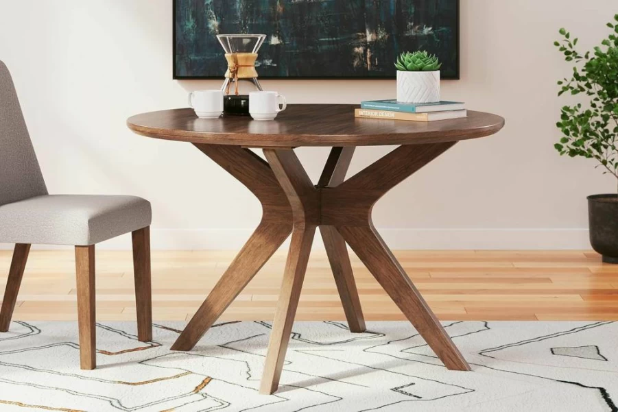 Signature Design by Ashley Lyncott Round Dining Table - 4-Seat Traditional Brown Kitchen Table