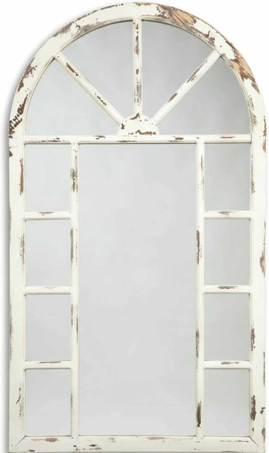 Signature Design by Ashley Divakar Farmhouse White Antiqued Wood Framed Wall Mirror - Rustic Decor Accent Mirror