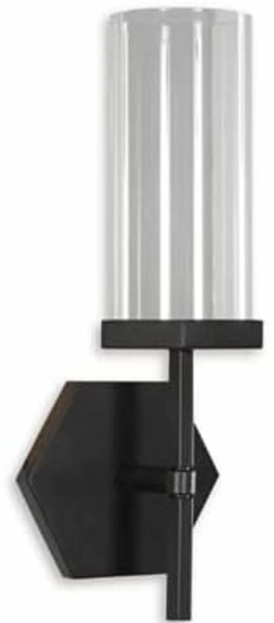 Signature Design by Ashley Teelston Black & Clear Glass Geometric Metal Wall Sconce - Modern Casual Lighting