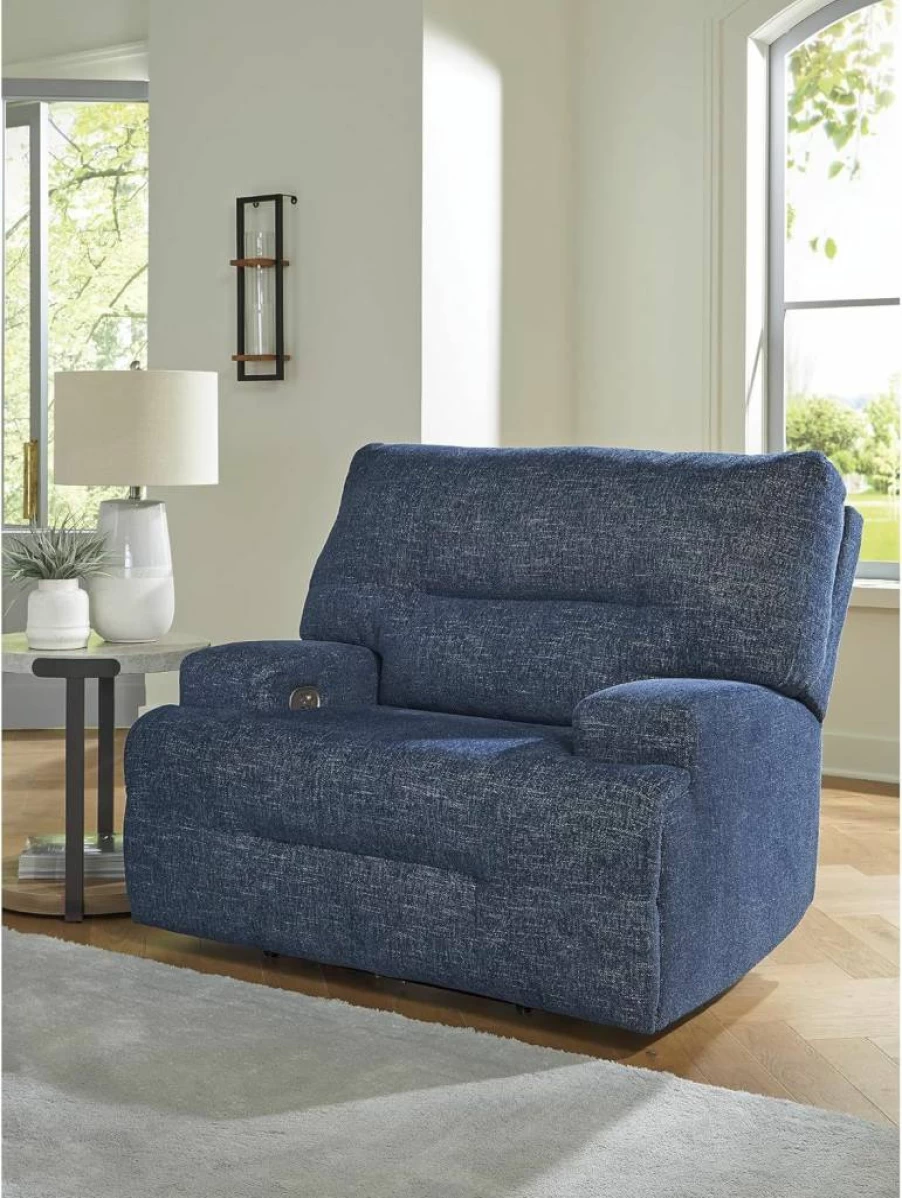 Signature Design by Ashley Acklen Power Recliner Chair with Zero-Gravity, Adjustable Headrest & USB Port - Stain-Resistant Light Gray Upholstered Living Room Recliner