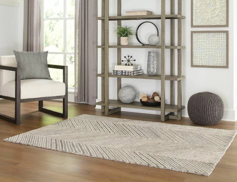 Signature Design by Ashley Leaford Coastal 5x7 Area Rug - Low Pile Brown & Gray Indoor Rug for Living Room, Bedroom