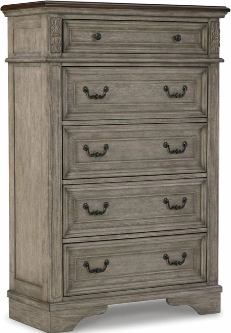 Signature Design by Ashley Londenbay 5-Drawer Chest - Farmhouse Style Dresser in Brown & Gray