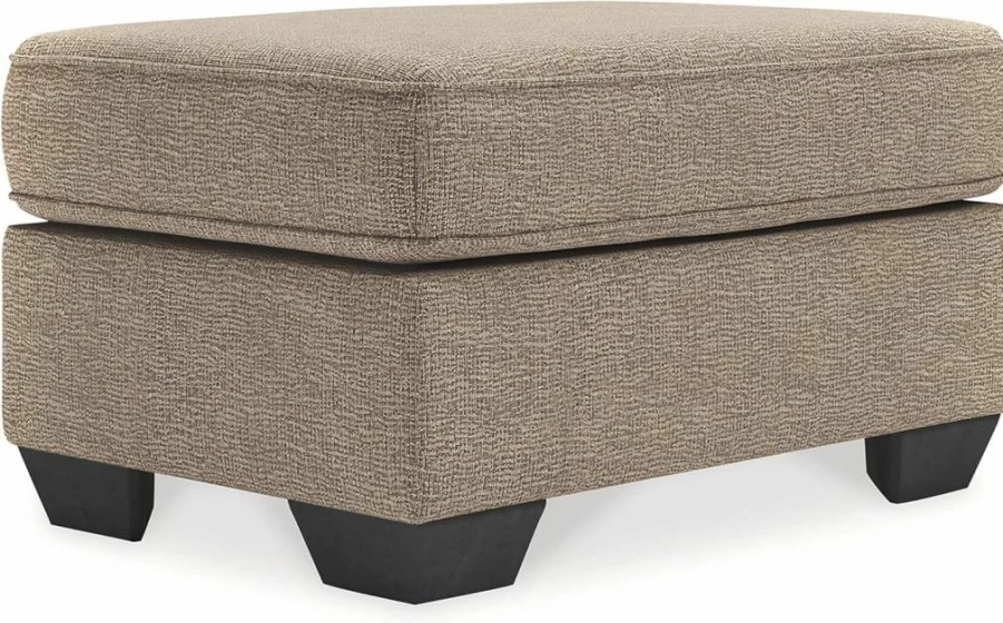 Signature Design by Ashley Greaves Modern Beige Accent Ottoman - Contemporary Footstool Pouf
