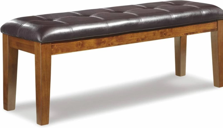 Signature Design by Ashley Hallanden Tufted Upholstered Dining Bench in Rustic Gray - Stylish Comfort for Your Dining Room