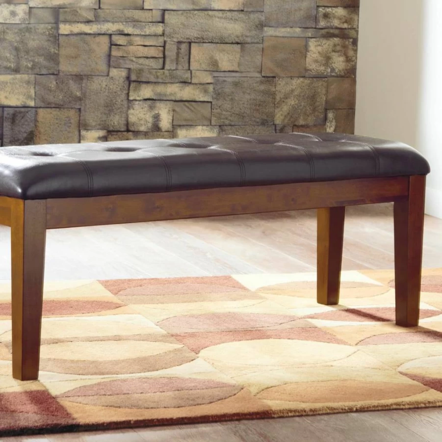 Signature Design by Ashley Hallanden Tufted Upholstered Dining Bench in Rustic Gray - Stylish Comfort for Your Dining Room