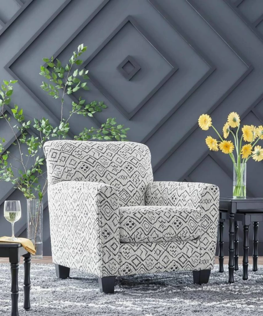 Signature Design by Ashley Hayesdale Modern Accent Chair - Black & Gray Upholstery, Removable Cushions, Tapered Legs, Contemporary Living Room Seating