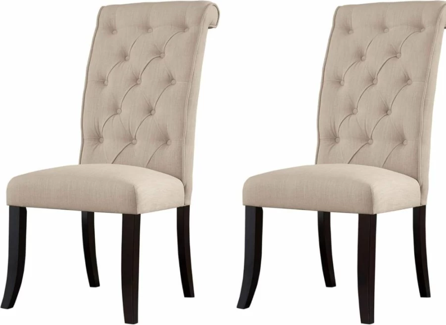Signature Design by Ashley Tripton Tufted Upholstered Dining Chair - Set of 2, Armless, 19.63", Brownish Gray