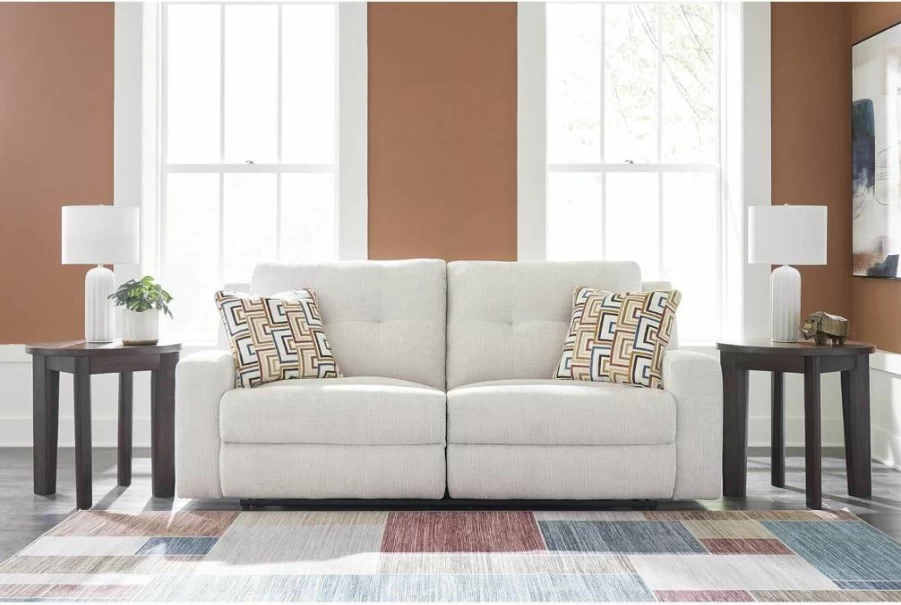 Signature Design by Ashley Danum Modern Tufted Manual Recliner Sofa with 2 Decorative Pillows, Orange Fabric Upholstery