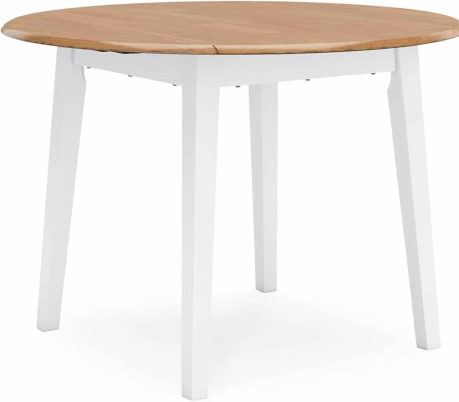Signature Design by Ashley Shullden Round Drop Leaf Dining Table - Compact Gray Kitchen Table, Seats 4, Casual Style
