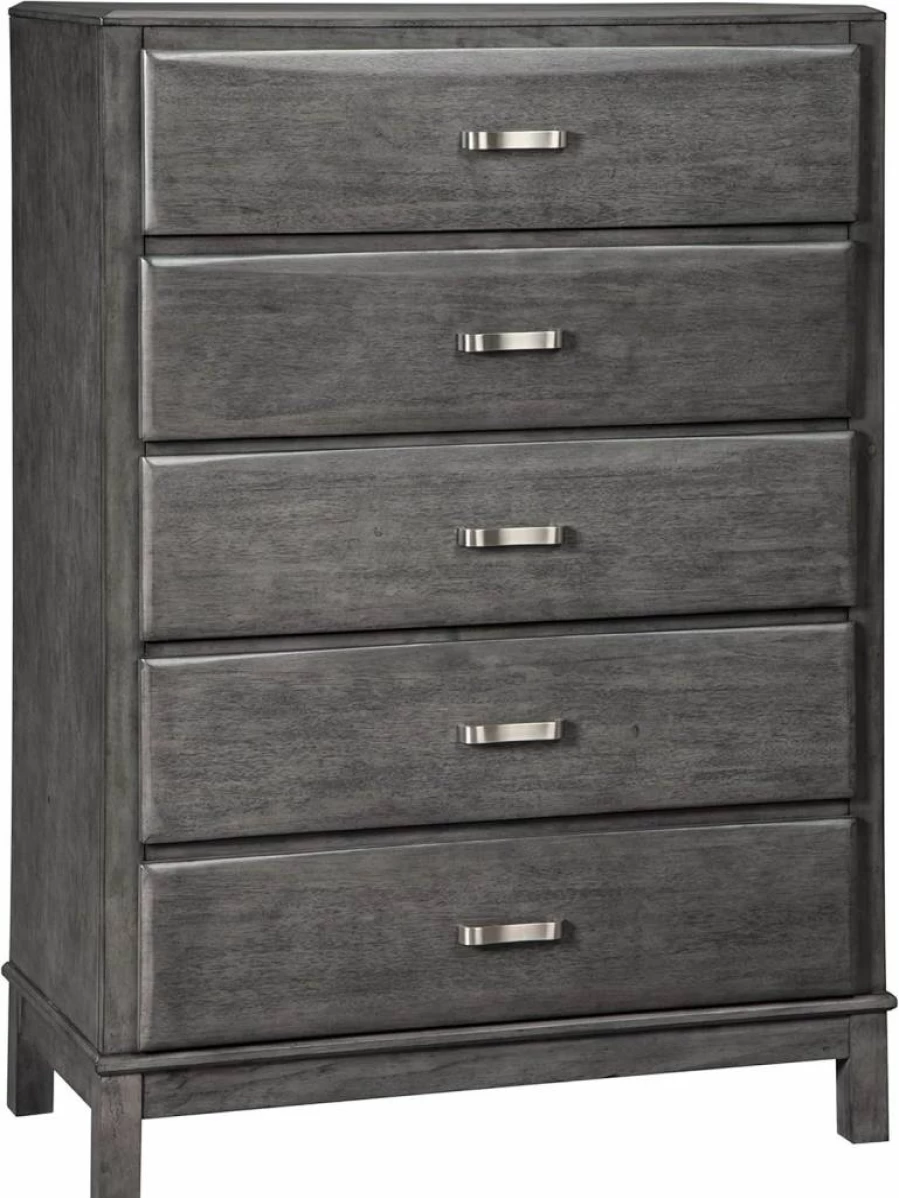 Signature Design by Ashley Caitbrook Weathered Gray 5-Drawer Chest with Dovetail Construction - Contemporary Dresser