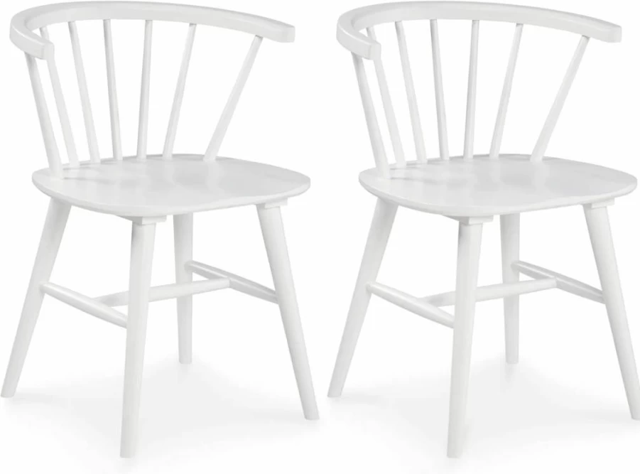 Signature Design by Ashley Grannen Modern 18" White Spindle Back Dining Chairs, Set of 2
