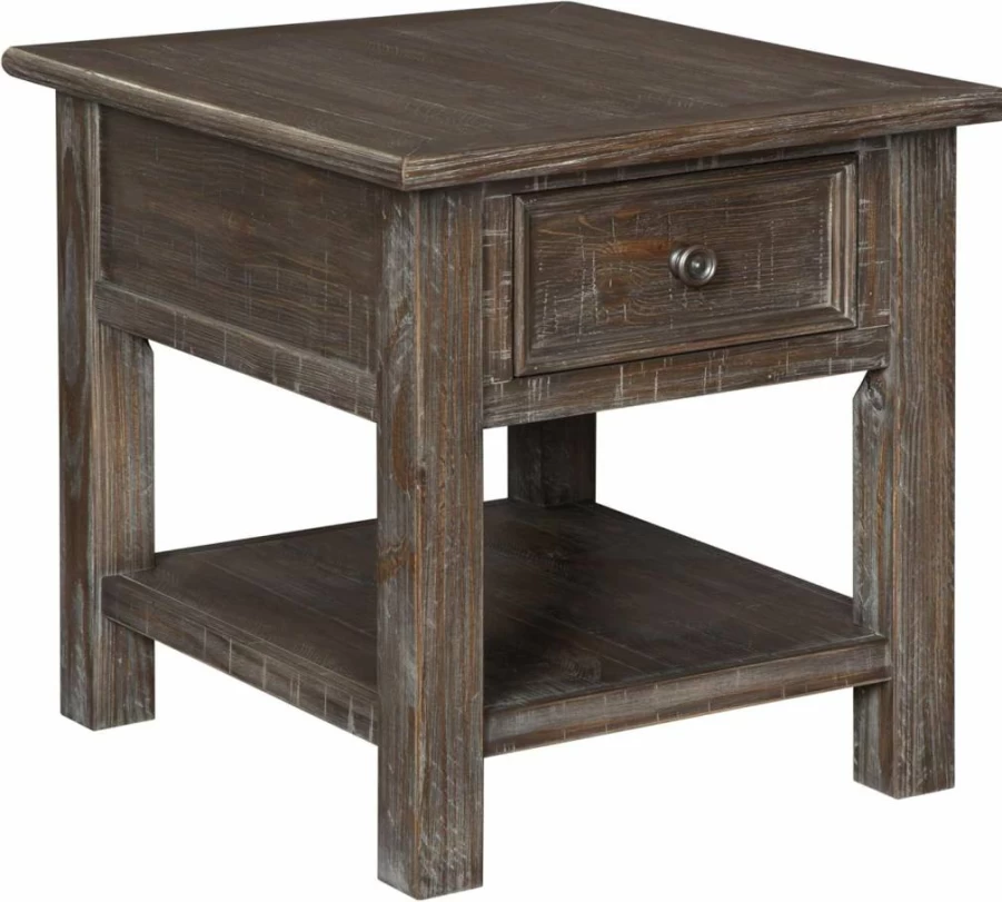 Signature Design by Ashley Bolanburg Farmhouse End Table - Two-Tone Antique Cream Finish Square Side Table