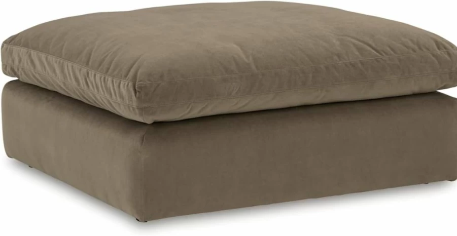 Signature Design by Ashley Sophie Dark Brown Oversized Square Accent Ottoman - Contemporary Upholstered with Non-Skid Legs