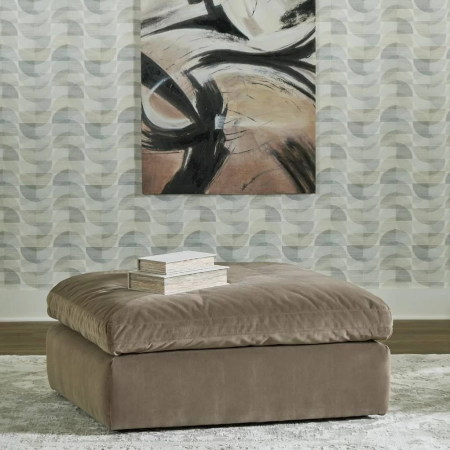 Signature Design by Ashley Sophie Dark Brown Oversized Square Accent Ottoman - Contemporary Upholstered with Non-Skid Legs