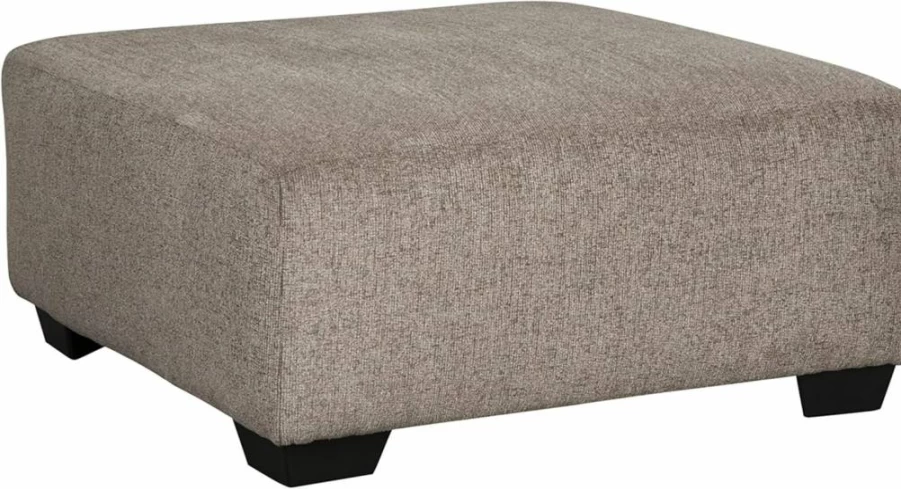 Signature Design by Ashley Ballinasloe Traditional Square Oversized Storage Ottoman in Beige Fabric for Living Room