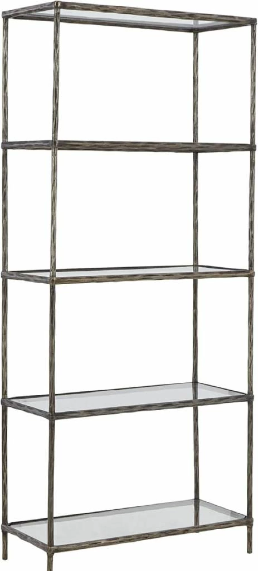 Signature Design by Ashley Ryandale Modern Bookcase - Antique Pewter Finish, Stylish Home Office Shelf