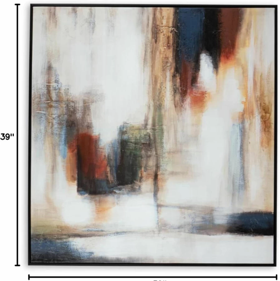 Signature Design by Ashley Pigeonford Modern Abstract Framed Canvas Wall Art - Blue & Beige Gallery Wrapped Home Decor