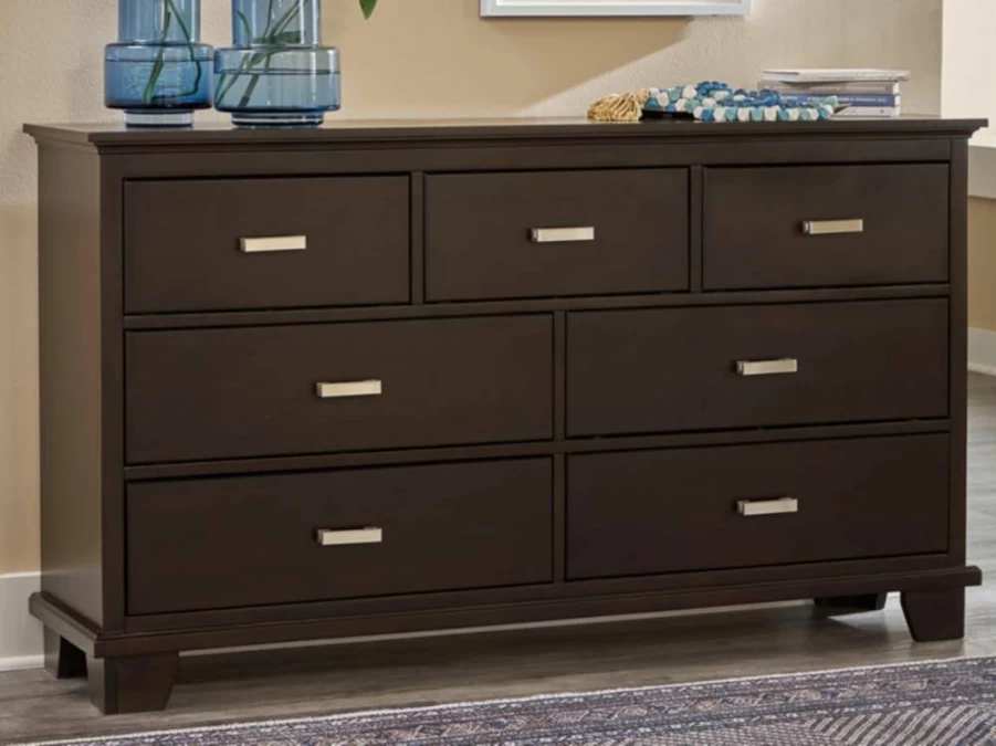 Signature Design by Ashley Covetown 7-Drawer Dresser - Dark Brown Contemporary Bedroom Chest with Safety Stop