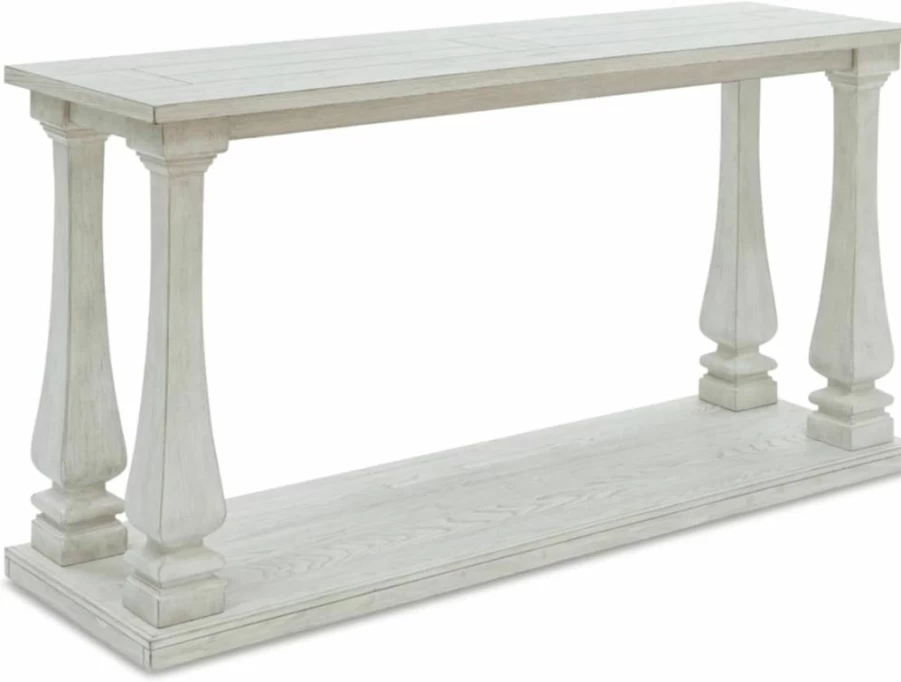 Signature Design by Ashley Arlendyne White Sofa Table with Open Lower Shelf - Classic Console Table for Living Room