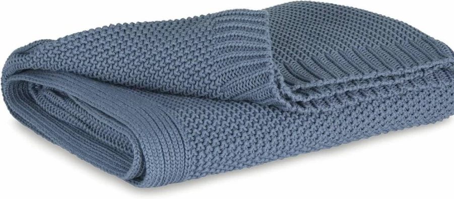 Signature Design by Ashley Gayelery Modern Blue Knit Throw - Machine Washable Soft Acrylic Blanket
