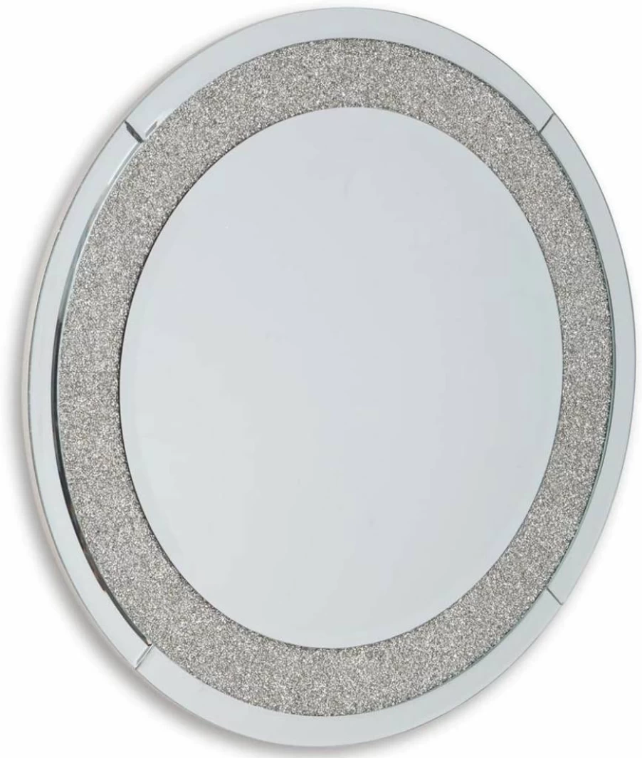 Signature Design by Ashley Kingsleigh Glam Silver Mirror with Beaded Crystal Accent for Elegant Home Decor