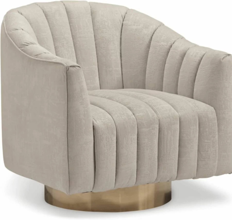 Signature Design by Ashley Penzlin Beige Swivel Accent Chair - Modern Living Room Rotating Chair
