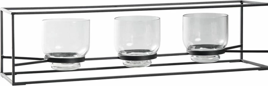 Signature Design by Ashley Jadyn Black Metal 3-Pillar Glass Candle Holder - Decorative Home Accent