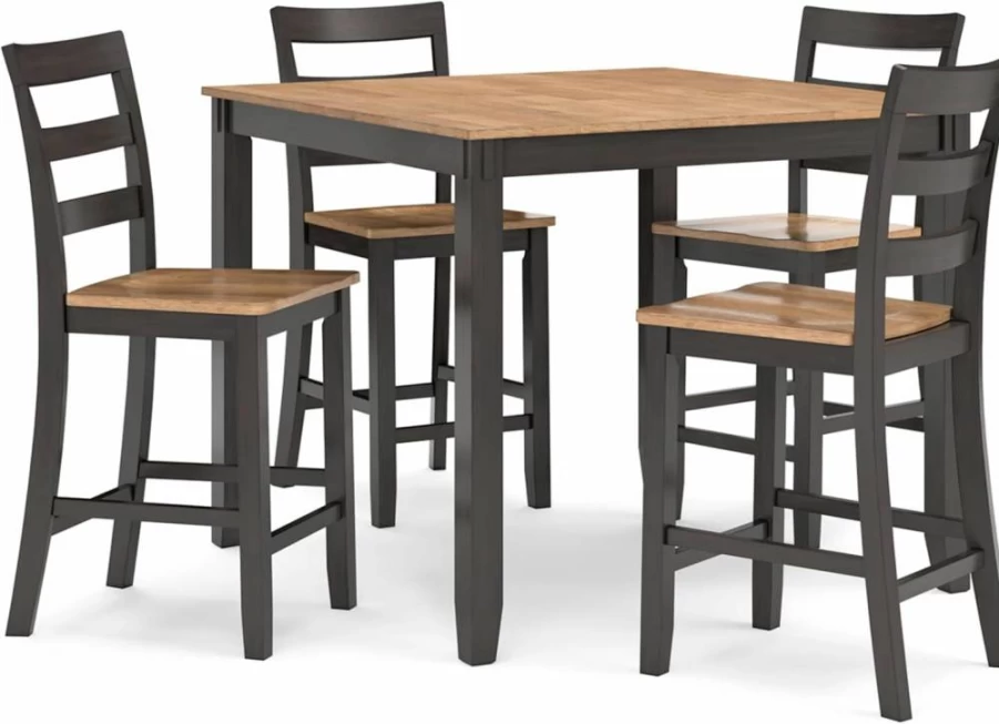 Signature Design by Ashley Bridson 5-Piece Counter Height Dining Set - Gray Table & 4 Bar Stools, Modern Kitchen & Breakfast Room Furniture