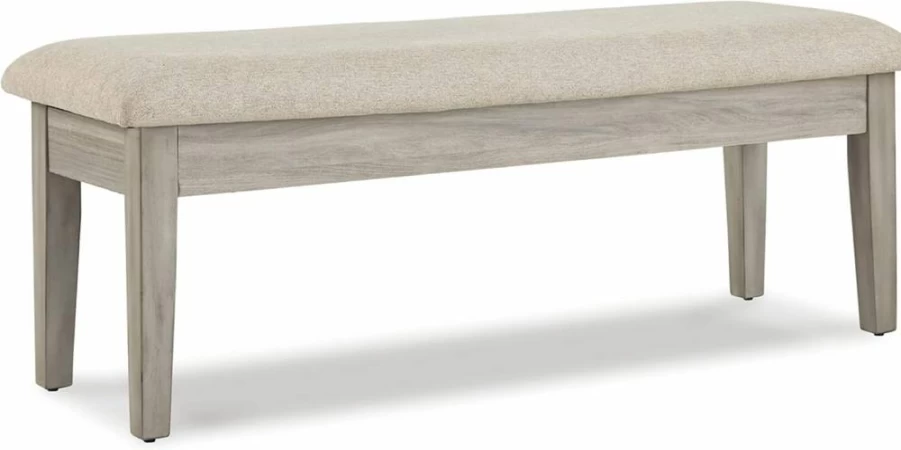 Signature Design by Ashley Parellen Beige Upholstered Storage Dining Bench with Comfortable Seating