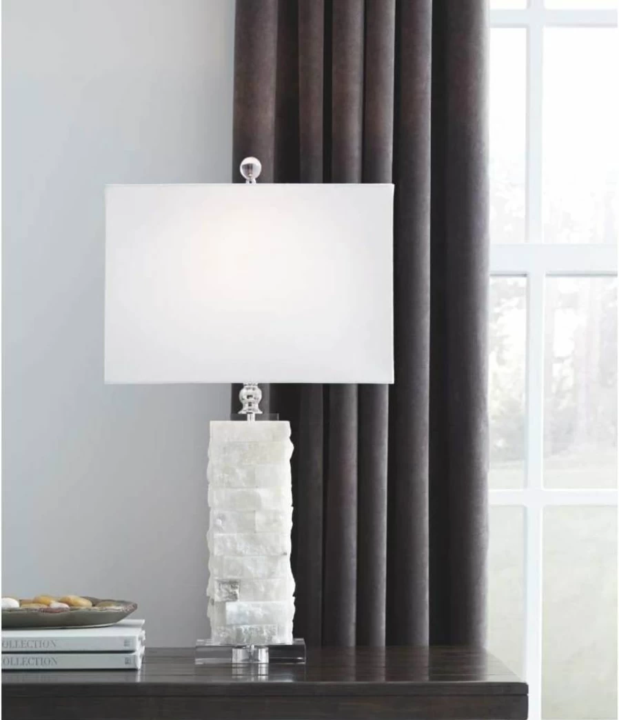 Signature Design by Ashley Malise 27-Inch Modern White Table Lamp with Alabaster & Acrylic Base