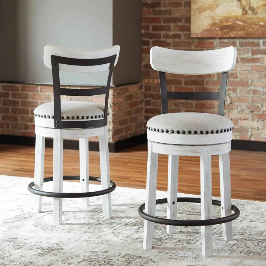 Signature Design by Ashley Valebeck 30" Brown Farmhouse Pub Bar Stool - Rustic Counter Height Stool for Kitchen & Dining